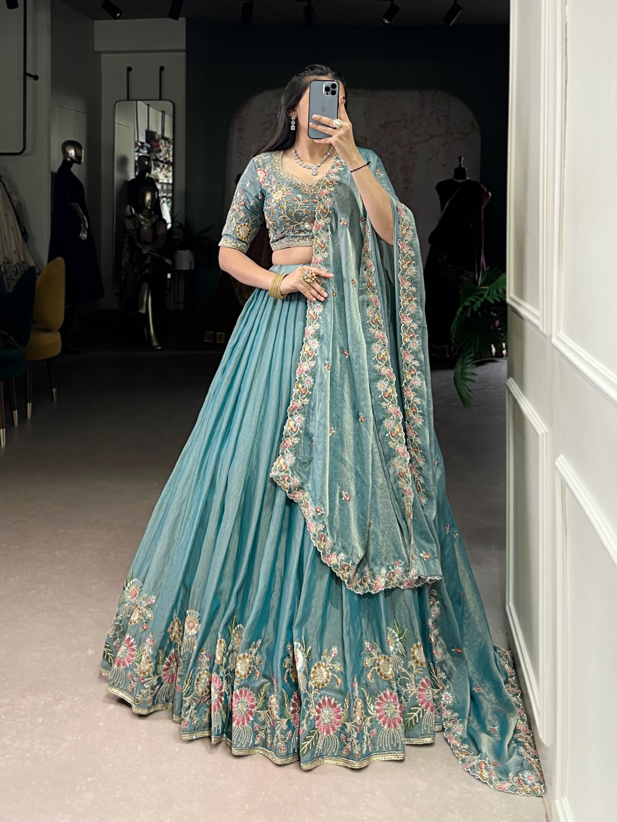 FLORAL SKYBLUE SHIMMER 3PC SET