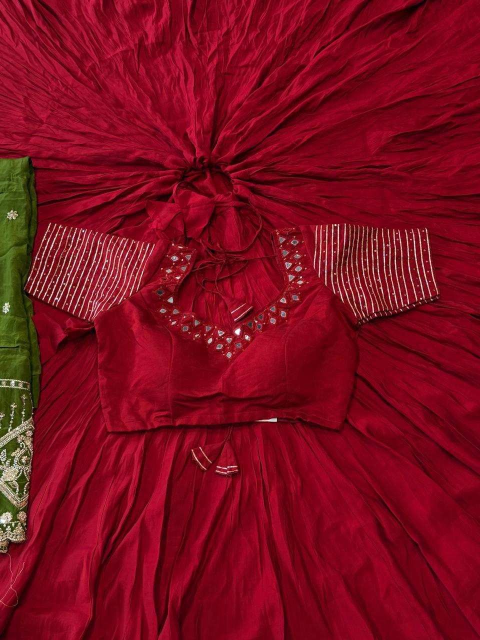 Mirror blouse with full flare chaniya 2 Pcs set