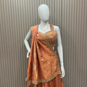 Shimmer rusty peach Lehenga choli set