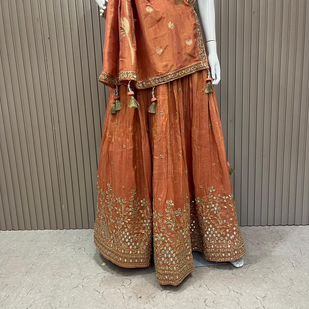 Shimmer rusty peach Lehenga choli set