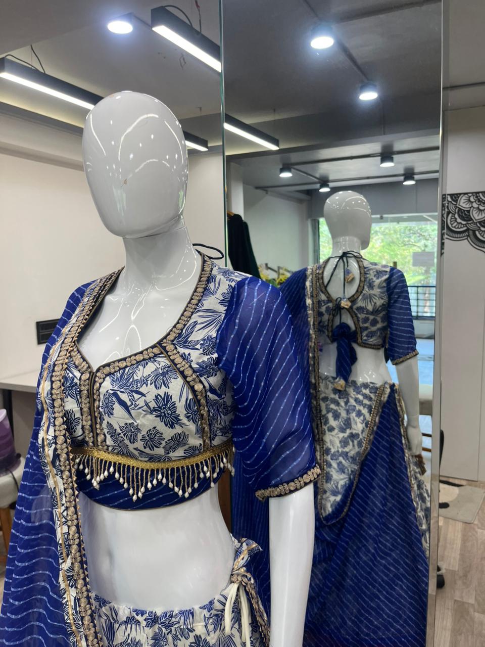 Indigo print cotton pair