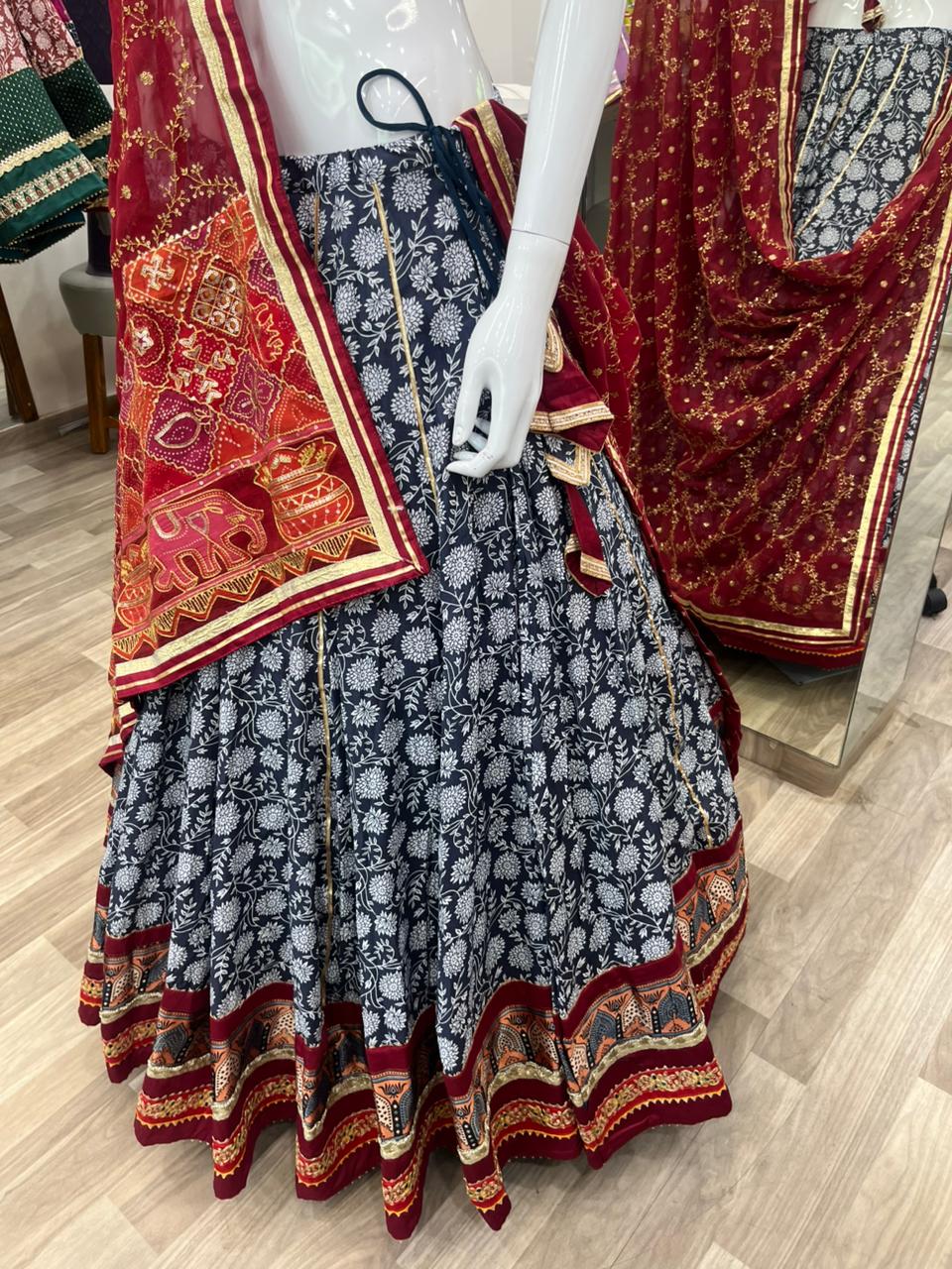 Maroon Gamthi printed chaniya choli