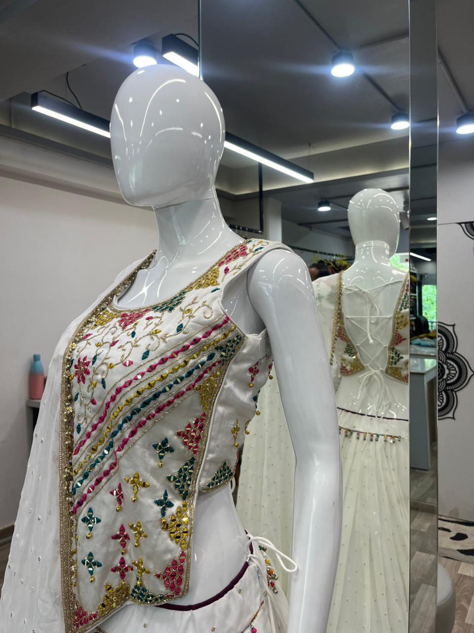 Wight Long Blouse Chaniya Choli