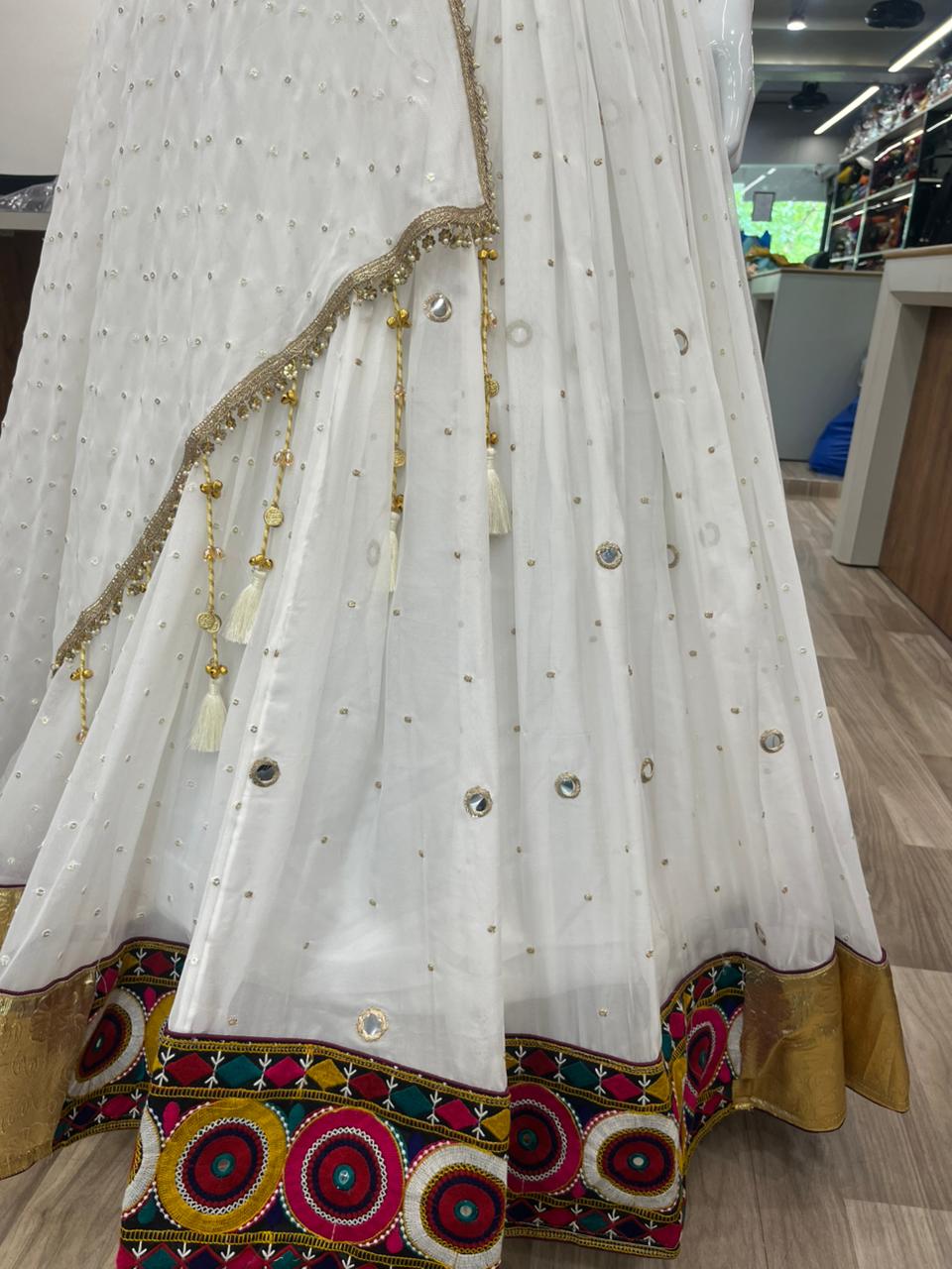 Wight Long Blouse Chaniya Choli