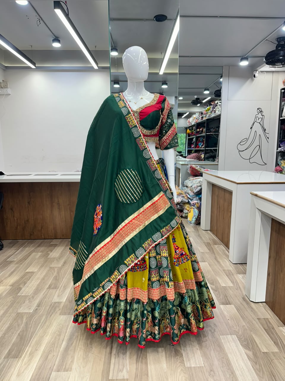 Orange Green Chaniya Choli