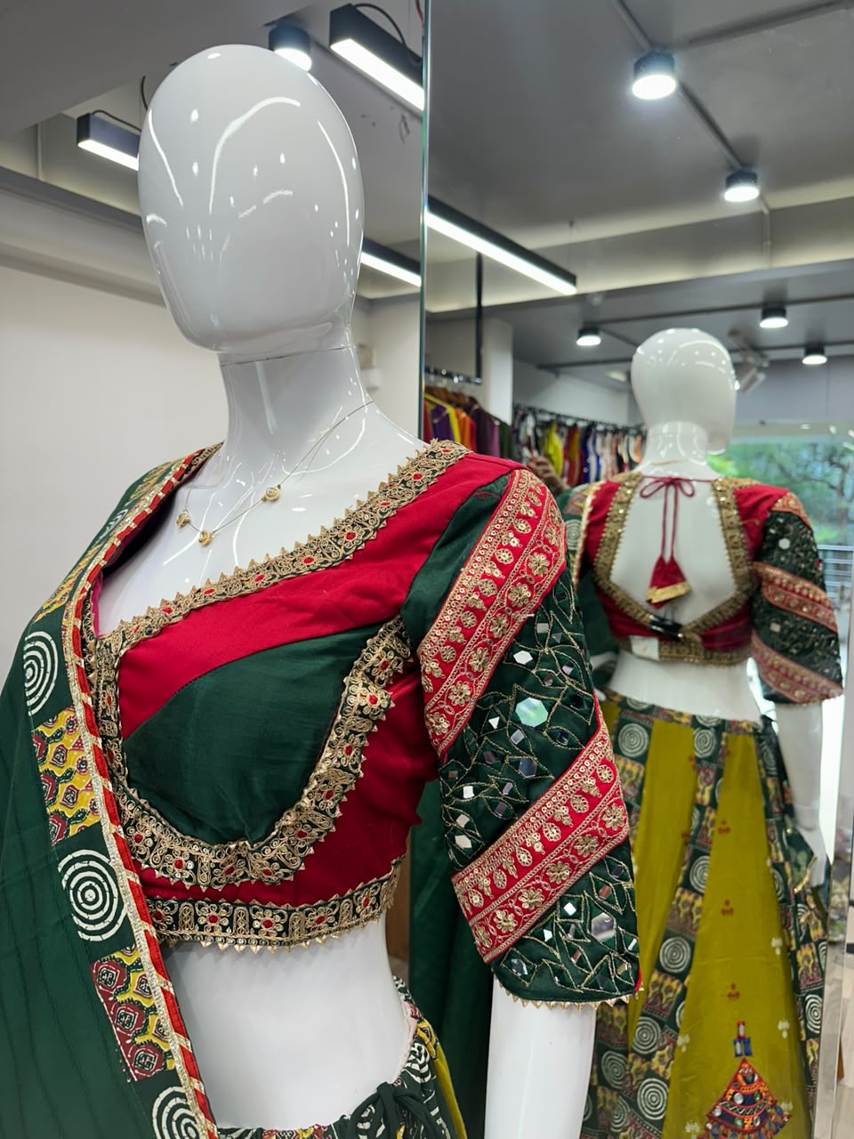 Orange Green Chaniya Choli