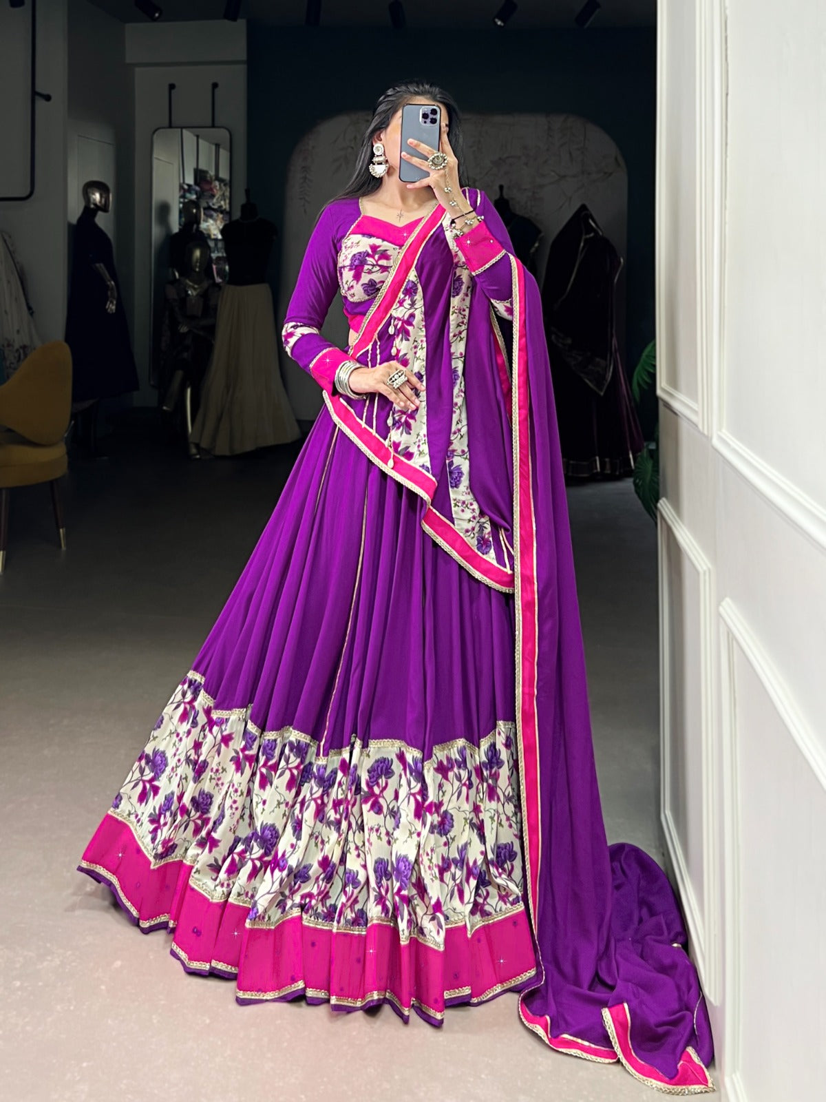 Purple Cotton Chaniya Choli