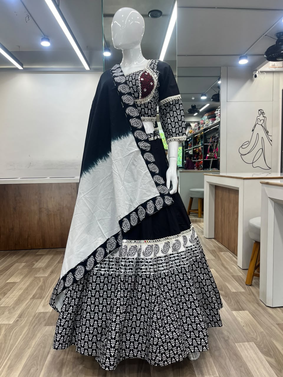 Block Wight Cotton Chaniya Choli
