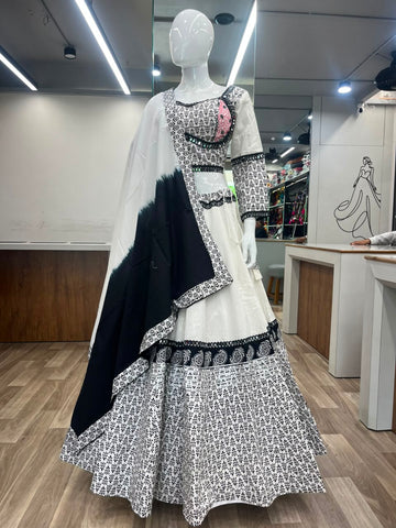 Block Wight Cotton Chaniya Choli