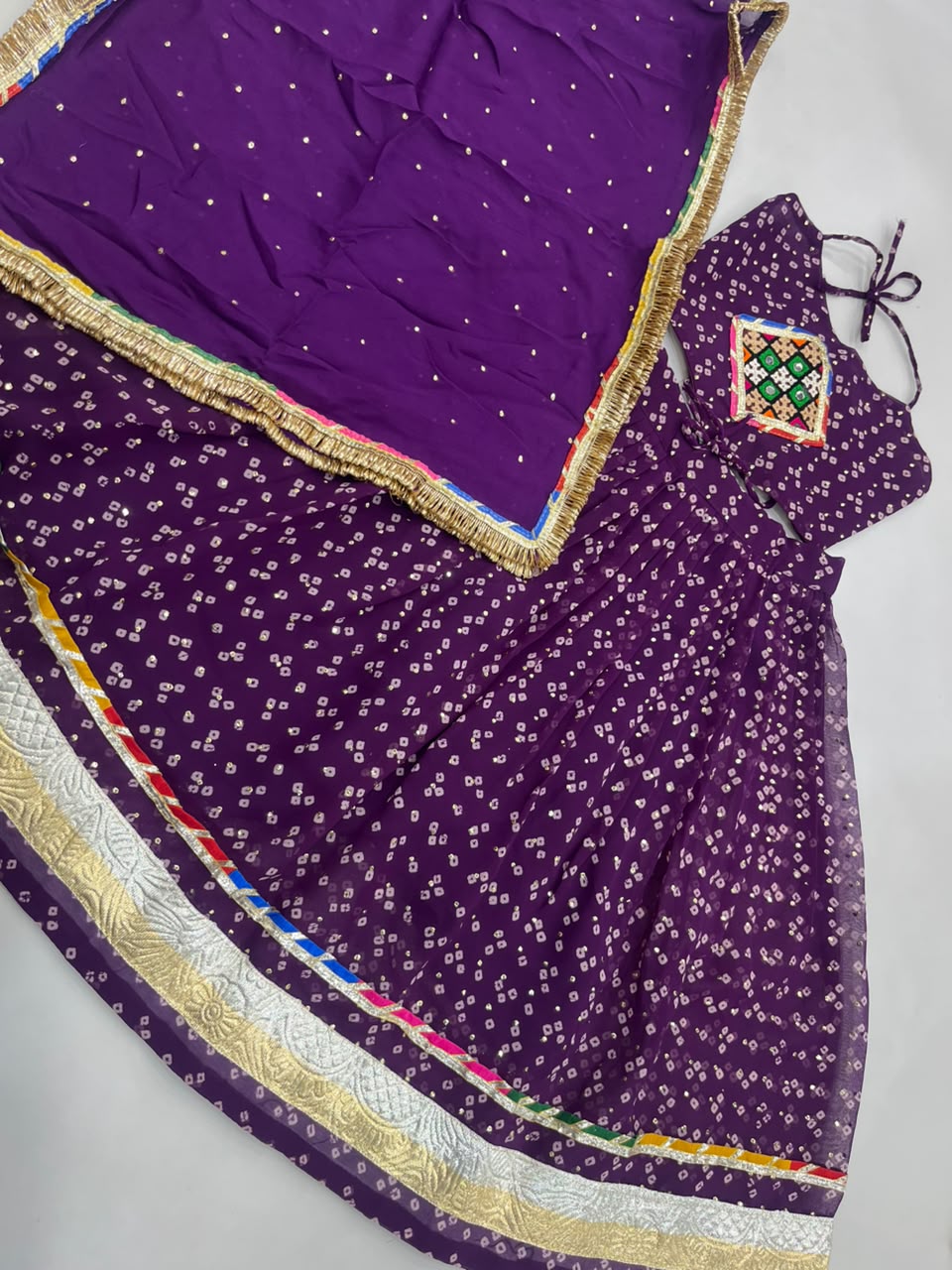 Georgette bandhani kids chaniya choli