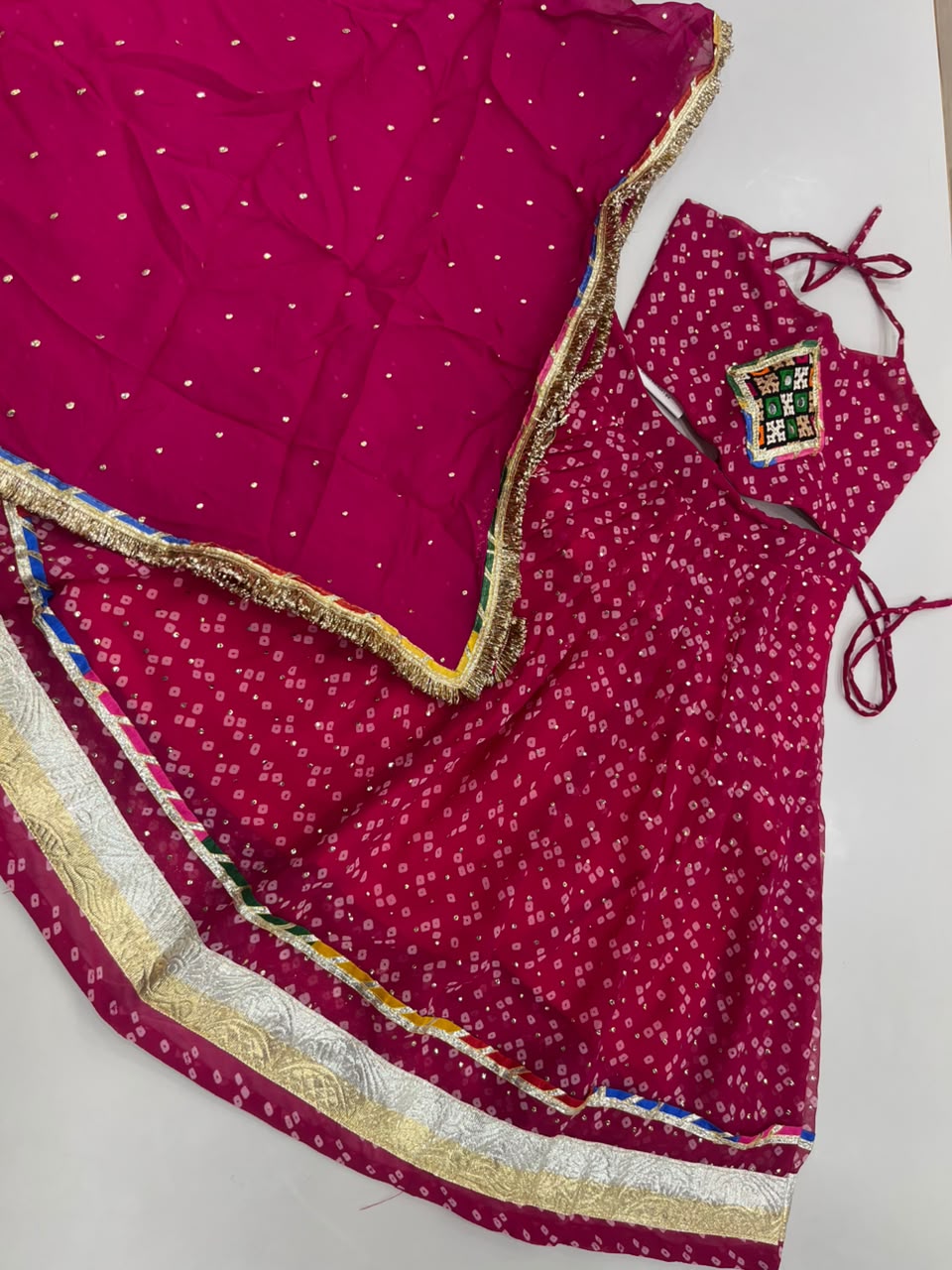 Georgette bandhani kids chaniya choli