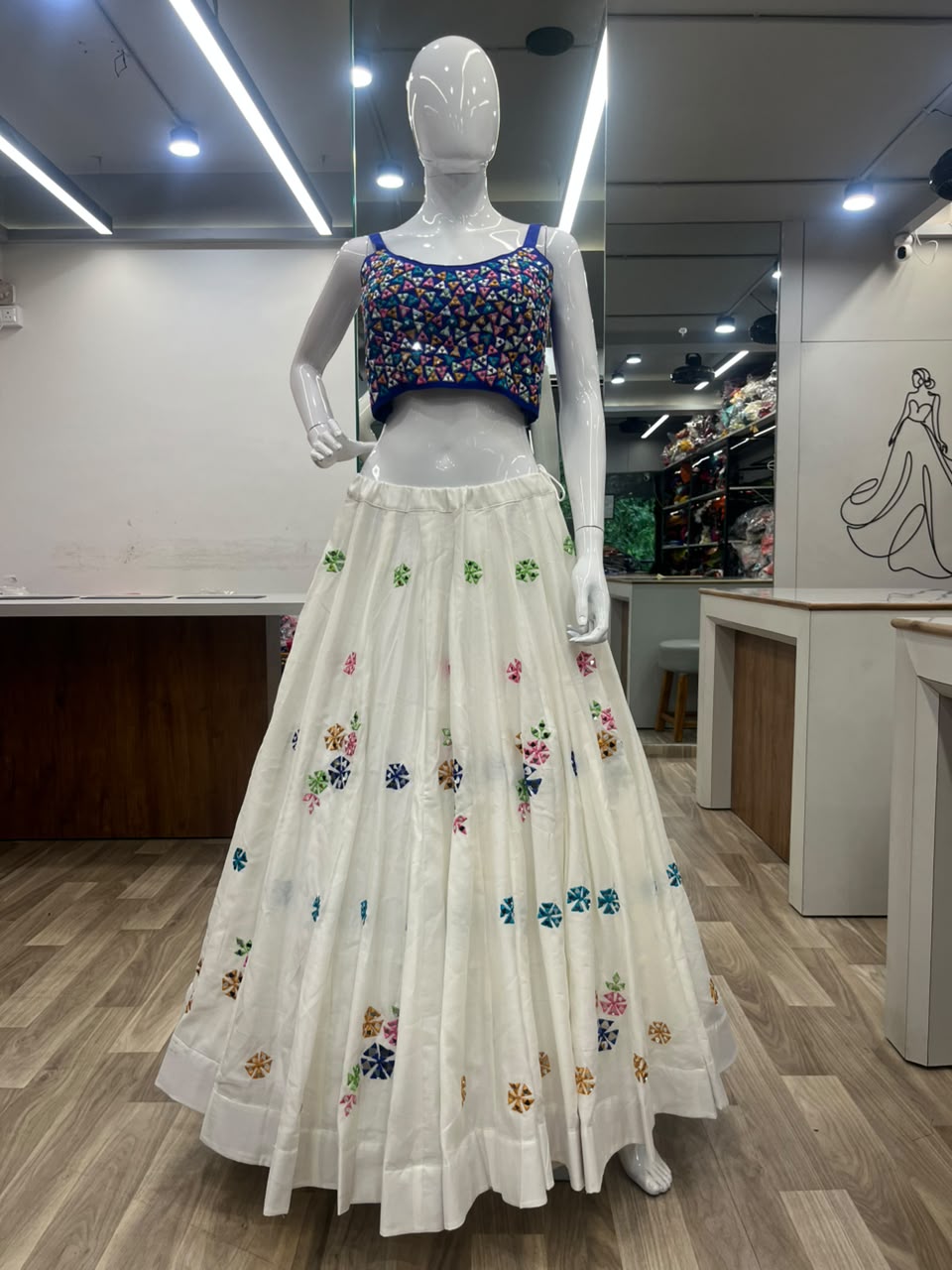 Nisha White Lehenga Choli