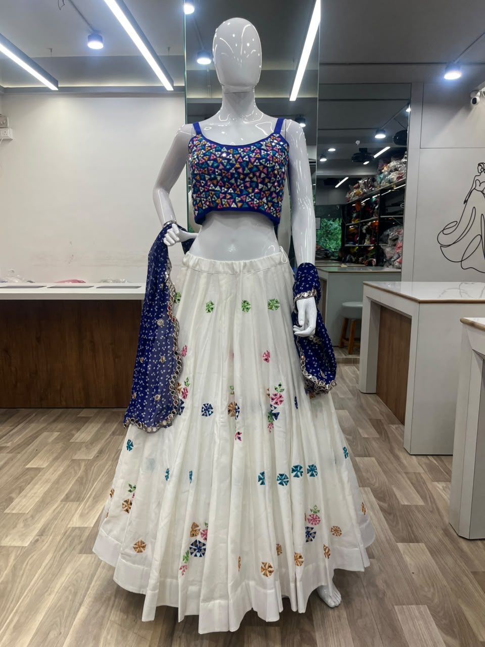Nisha White Lehenga Choli