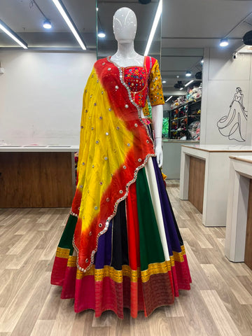 Plain Gajji Multi Lehenga Choli