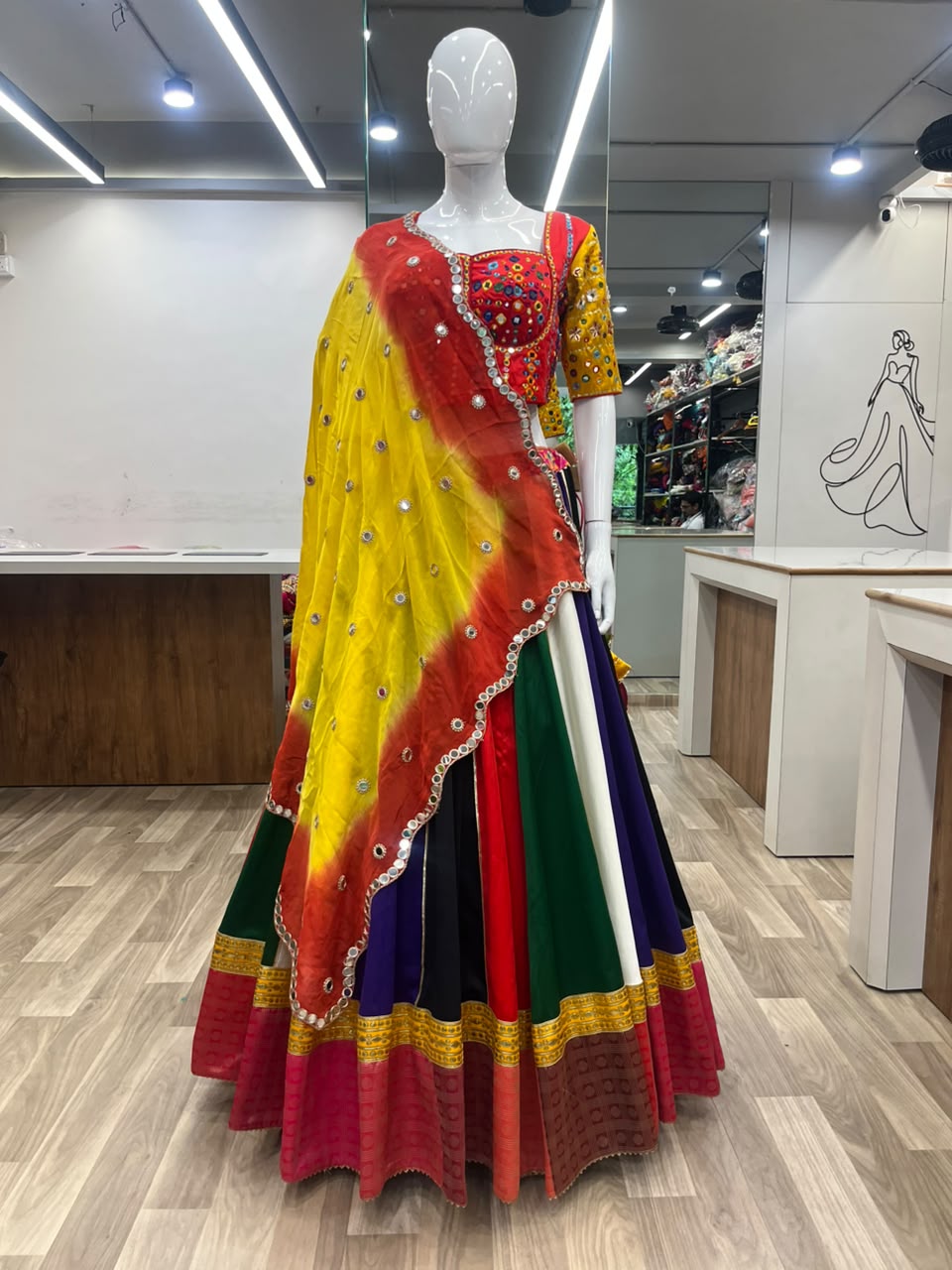 Plain Gajji Multi Lehenga Choli