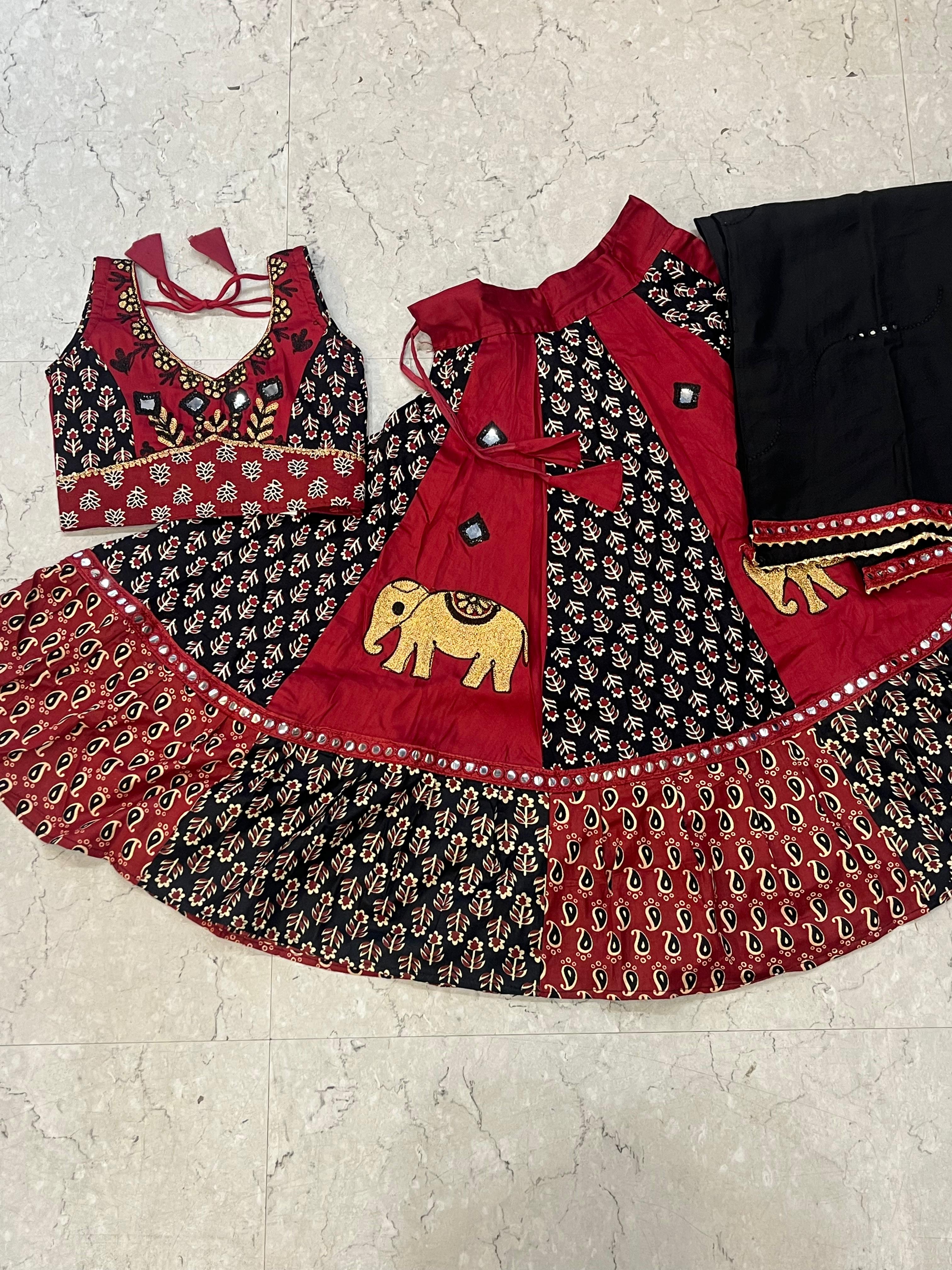 Hathi Ajrakh kids Chaniya Choli