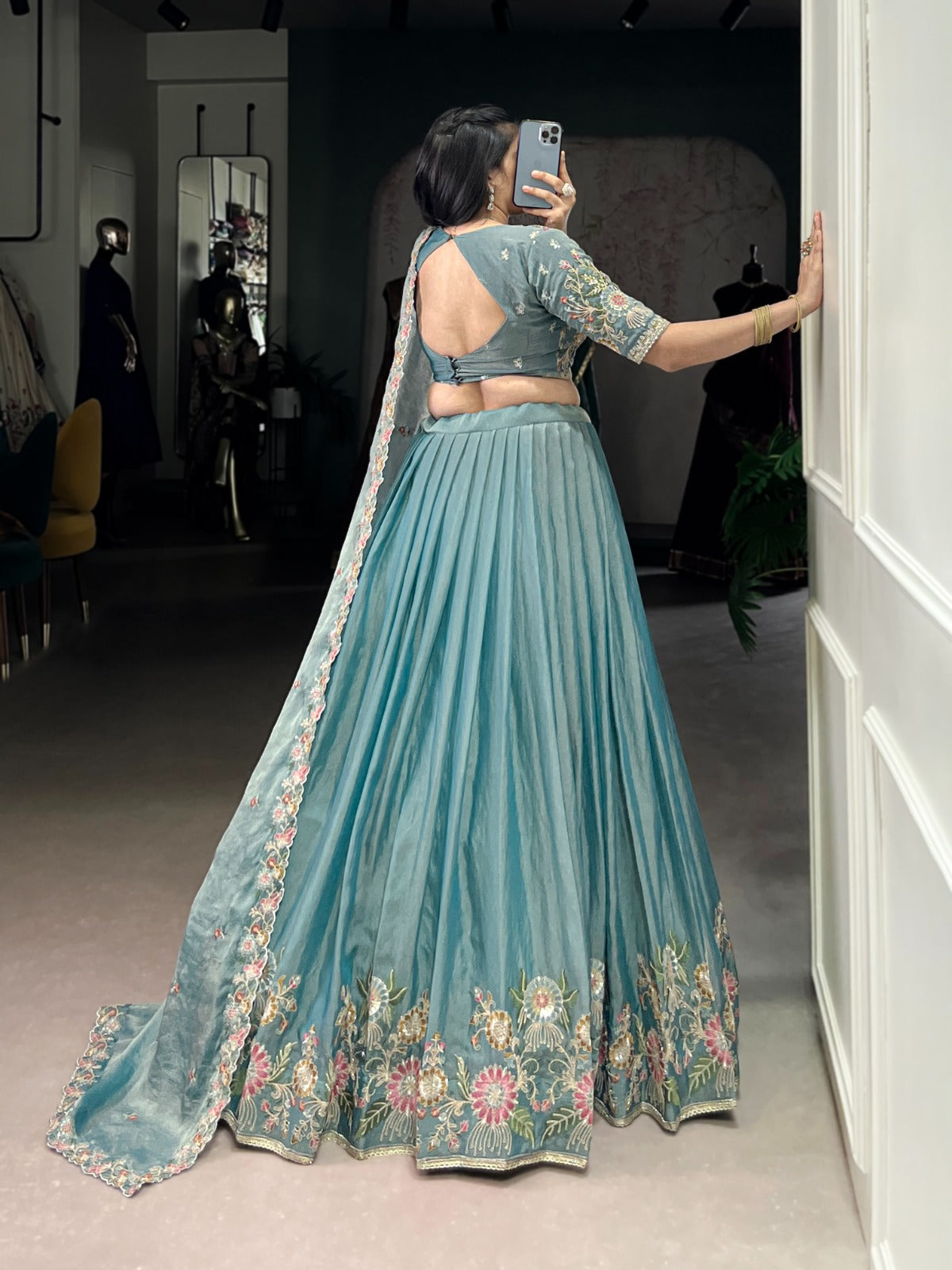 FLORAL SKYBLUE SHIMMER 3PC SET