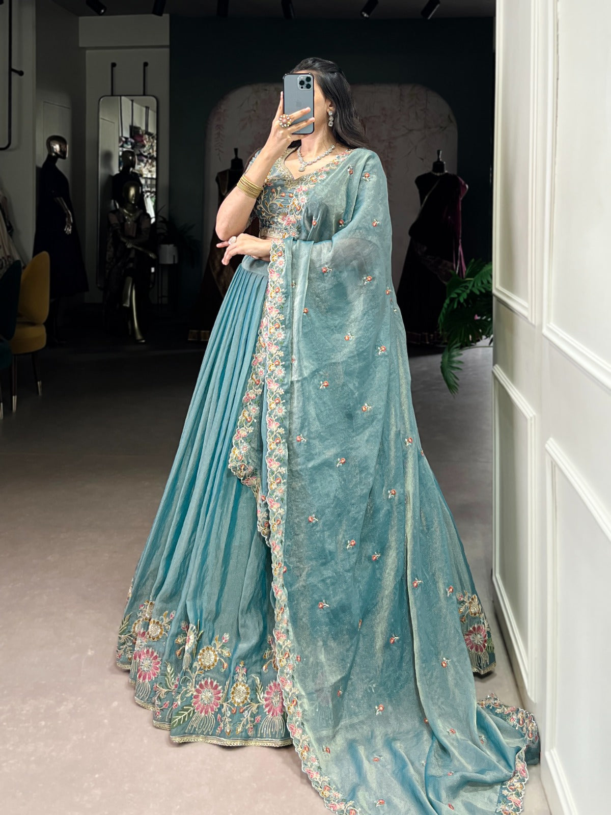 FLORAL SKYBLUE SHIMMER 3PC SET
