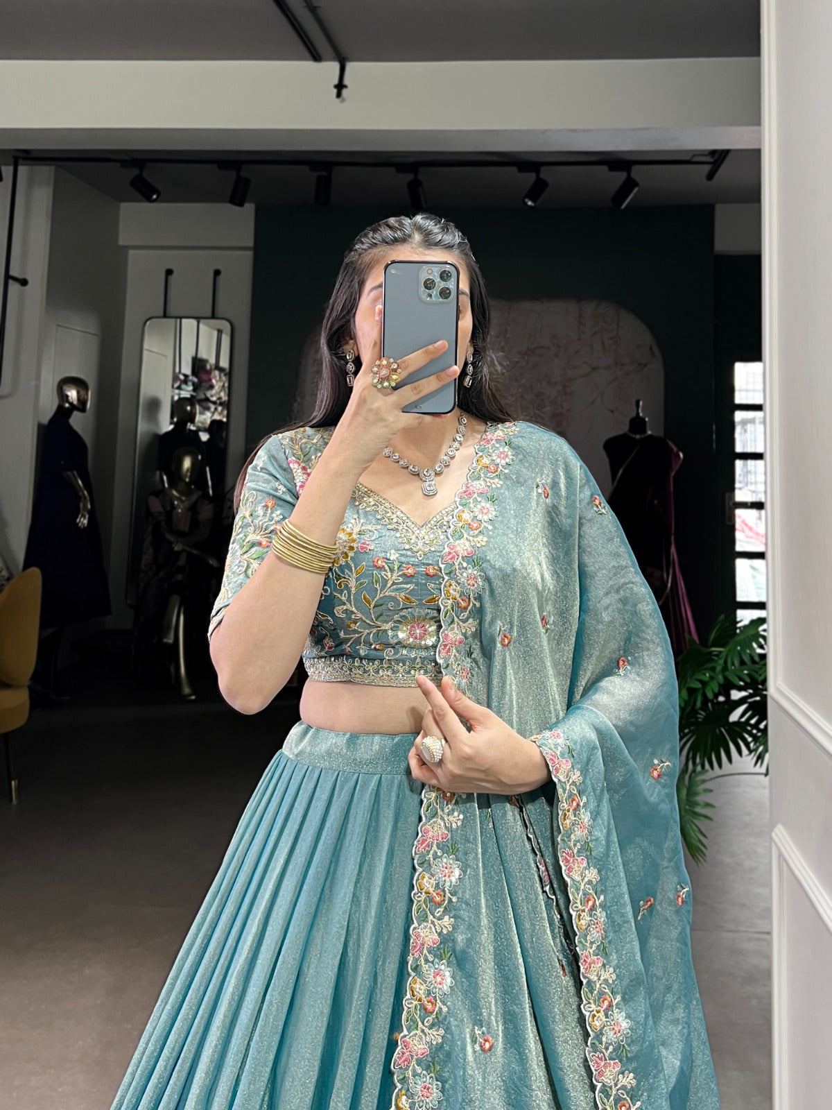 FLORAL SKYBLUE SHIMMER 3PC SET