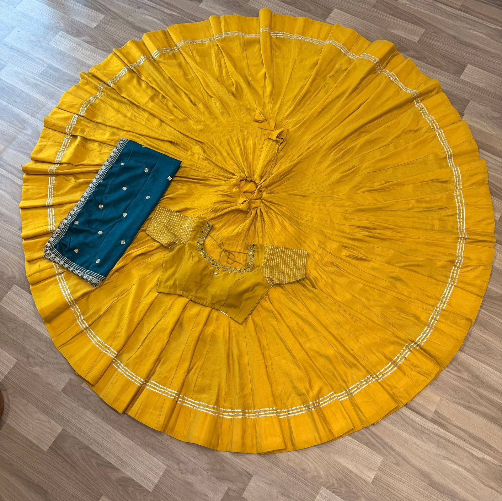 Mirror blouse with full flare chaniya 2 Pcs set