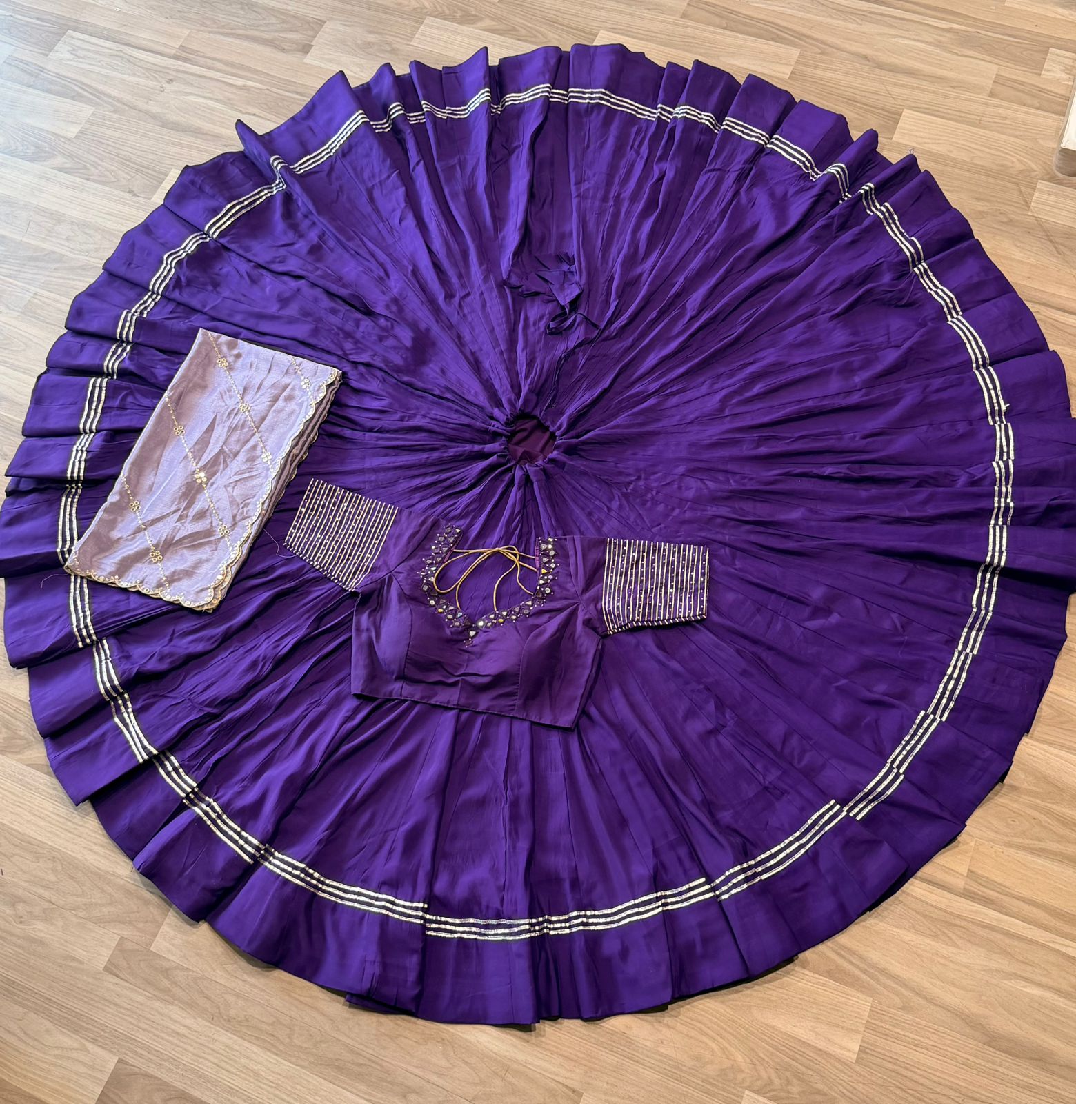 Mirror blouse with full flare chaniya 2 Pcs set