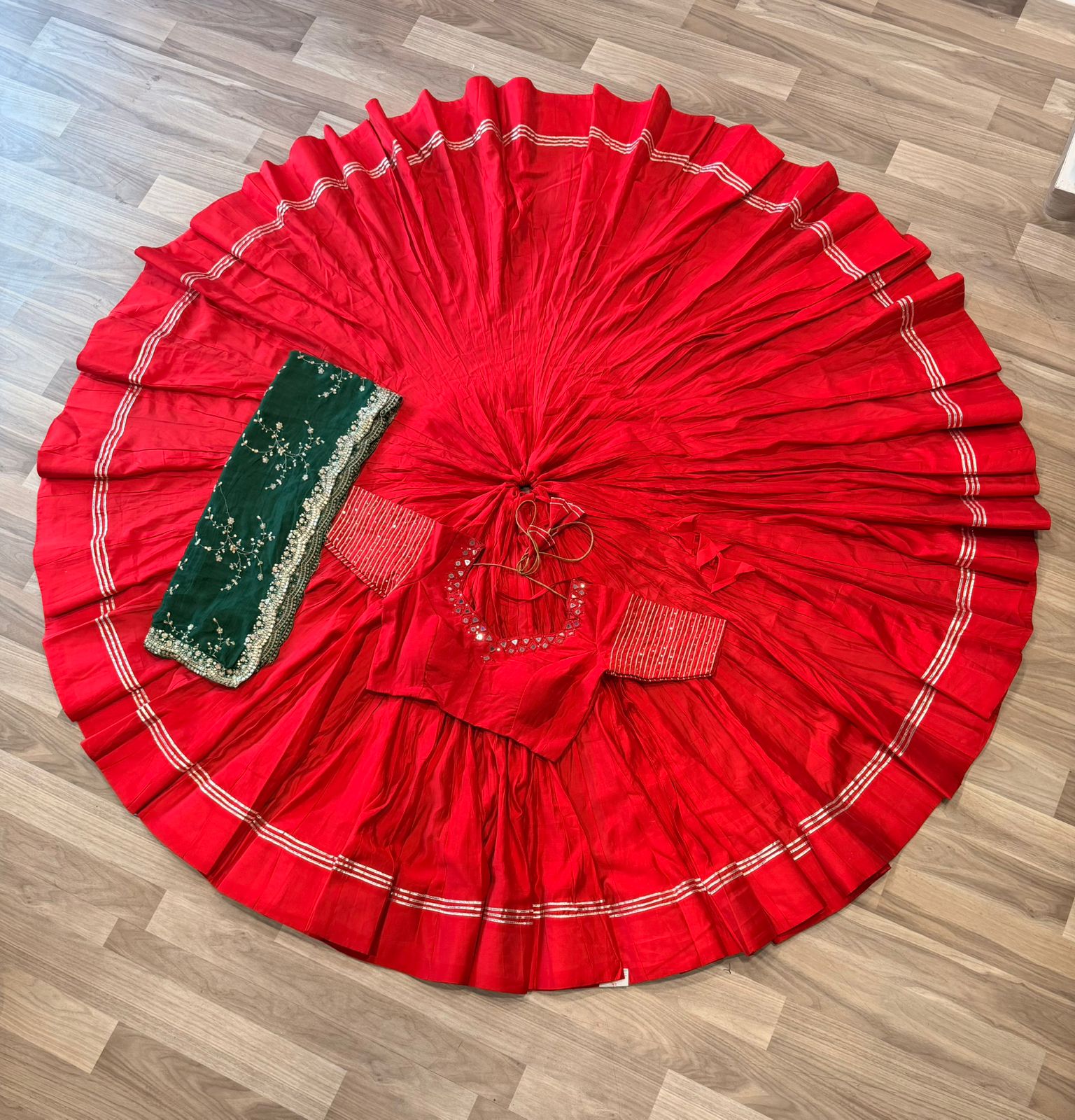 Mirror blouse with full flare chaniya 2 Pcs set