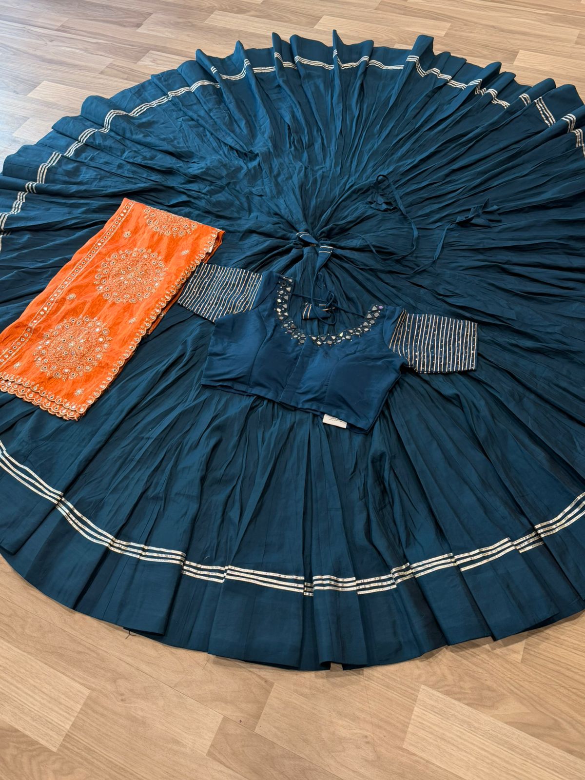 Mirror blouse with full flare chaniya 2 Pcs set